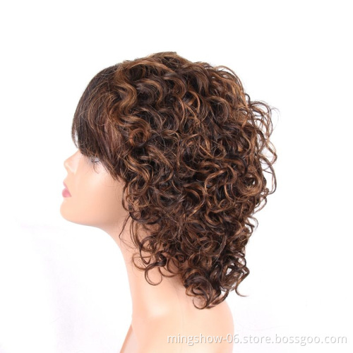 Human Hair Ombre Wig Short Ombre Curly Human Hair Wigs For Black Women Brazilian Remy Water Wave Wig